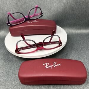 2 Pair of Ray-Ban Kids Eyeglass Frames Purple Pink RB 1531 3648 & 3702 48□16 130